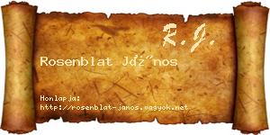 Rosenblat János névjegykártya